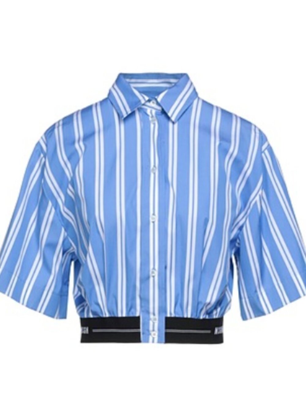 MSGM Women's Blouse Top Stripes Collared Blue White 100% Cotton Size 6